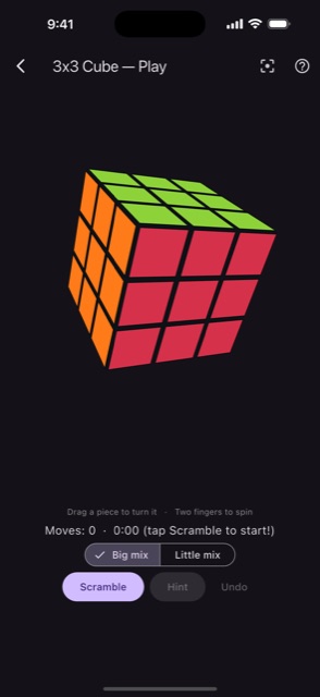 Free play — twist the cube with your finger